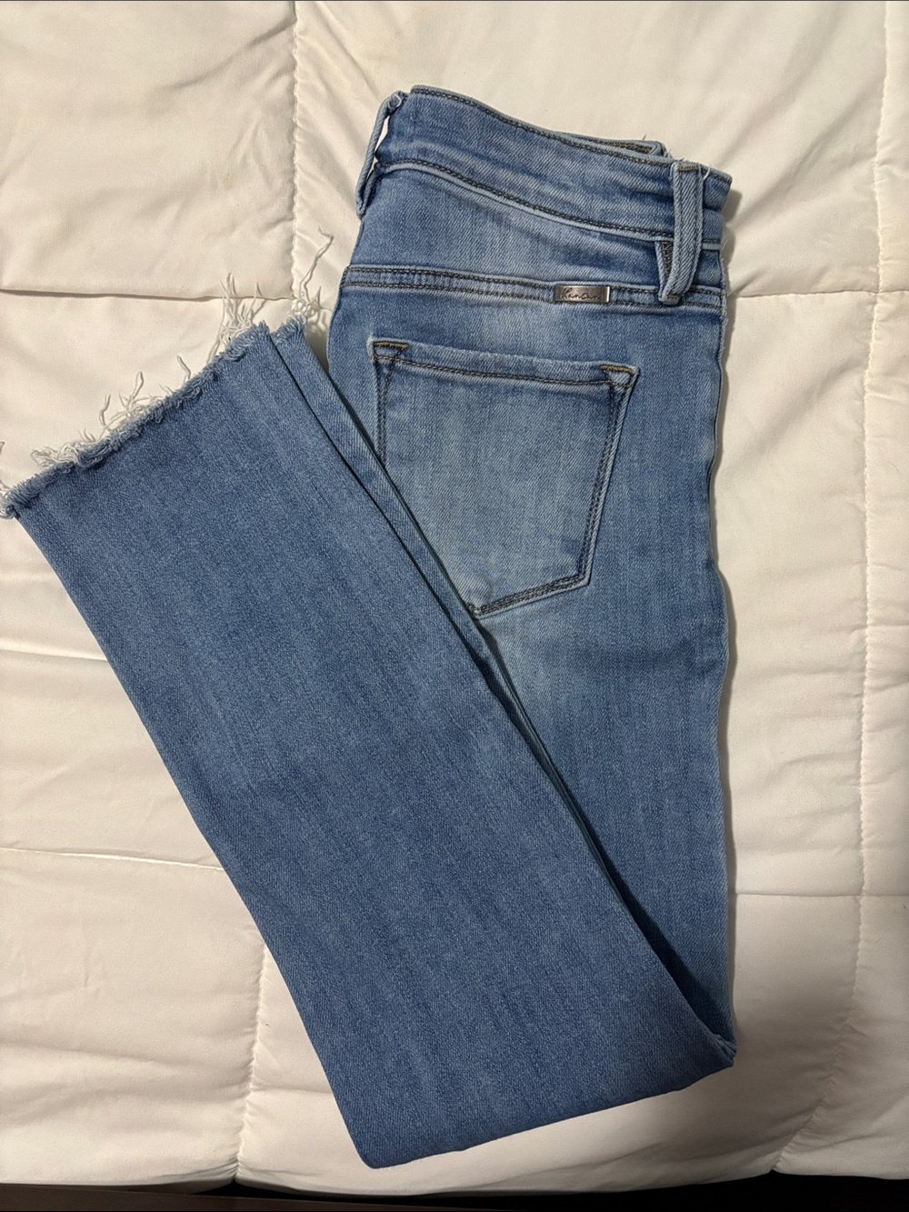 KanCan Light Blue Straight Leg Frayed Hem Jeans